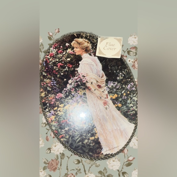 NWT Shabby Victorian Lady Woman Oval Picture Frame Gold Chain Wall Hanging Flue - Picture 5 of 11